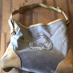 Michael Kors leather and canvas shoulder bag
